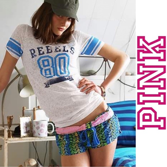 Victoria's Secret PINK | White & Blue Sheer "Rebels" Vintage Jersey | Size Small - Picture 1 of 10